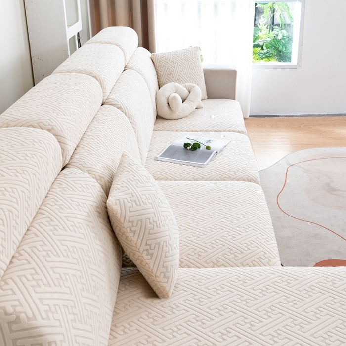 91家纺网 家纺一手货源 找家纺 沐沐家纺 2026新款亲肤舒适雅致裙边沙发笠单品沙发笠单件沙发笠 亚麻白