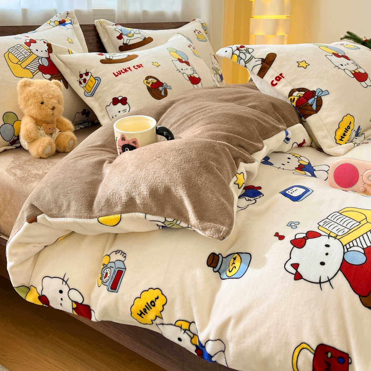 91家纺网 家纺一手货源 找家纺 寻米 2025新款加厚牛奶绒印花床笠-大床牛奶绒床笠一号 莫扎特小喵