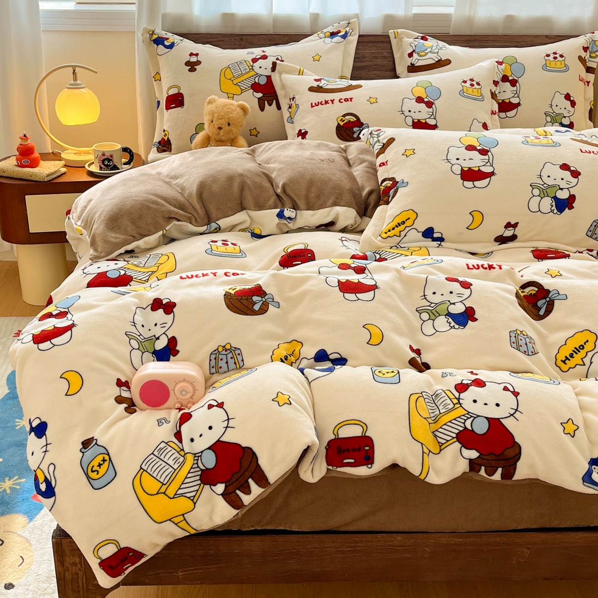 91家纺网 家纺一手货源 找家纺 寻米 2025新款加厚牛奶绒印花床笠-大床牛奶绒床笠一号 莫扎特小喵