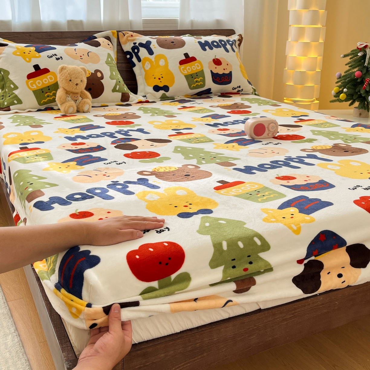 寻米 2025新款加厚牛奶绒印花床笠-大床牛奶绒床笠一号 奇奇莫拉-咖啡