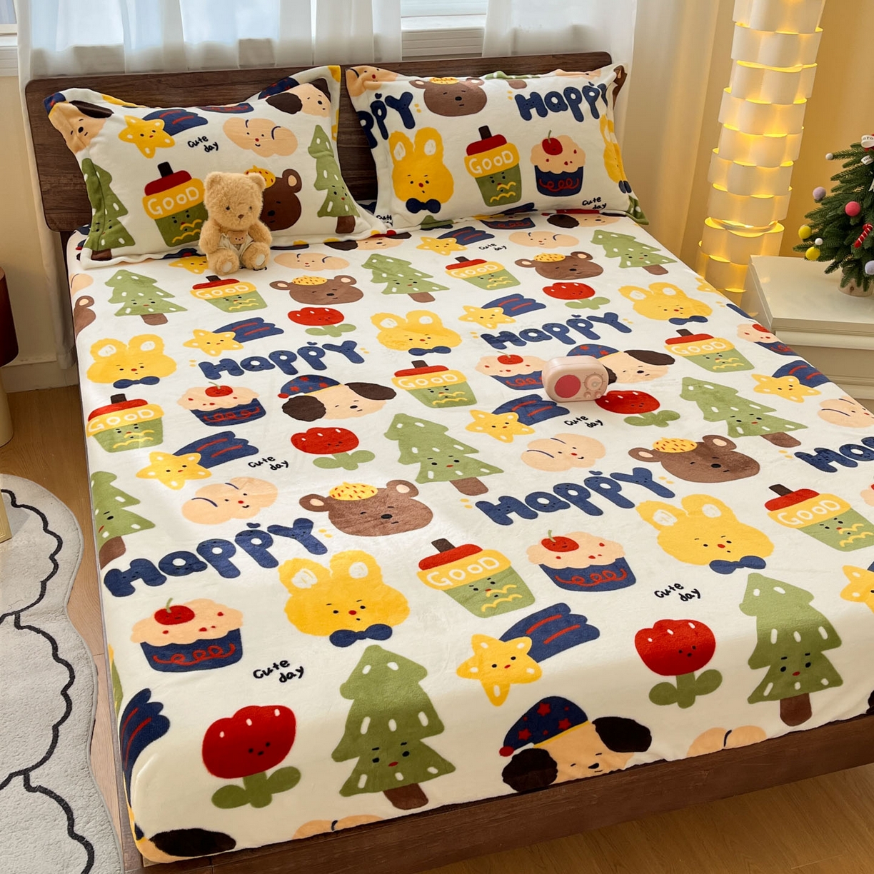 91家纺网 家纺一手货源 找家纺 寻米 2025新款加厚牛奶绒印花床笠-大床牛奶绒床笠一号 奇奇莫拉-咖啡