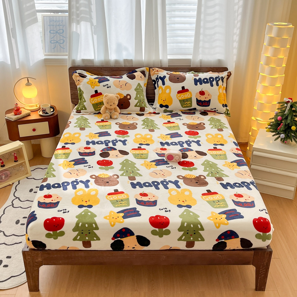 91家纺网 家纺一手货源 找家纺 寻米 2025新款加厚牛奶绒印花床笠-大床牛奶绒床笠一号 奇奇莫拉-咖啡