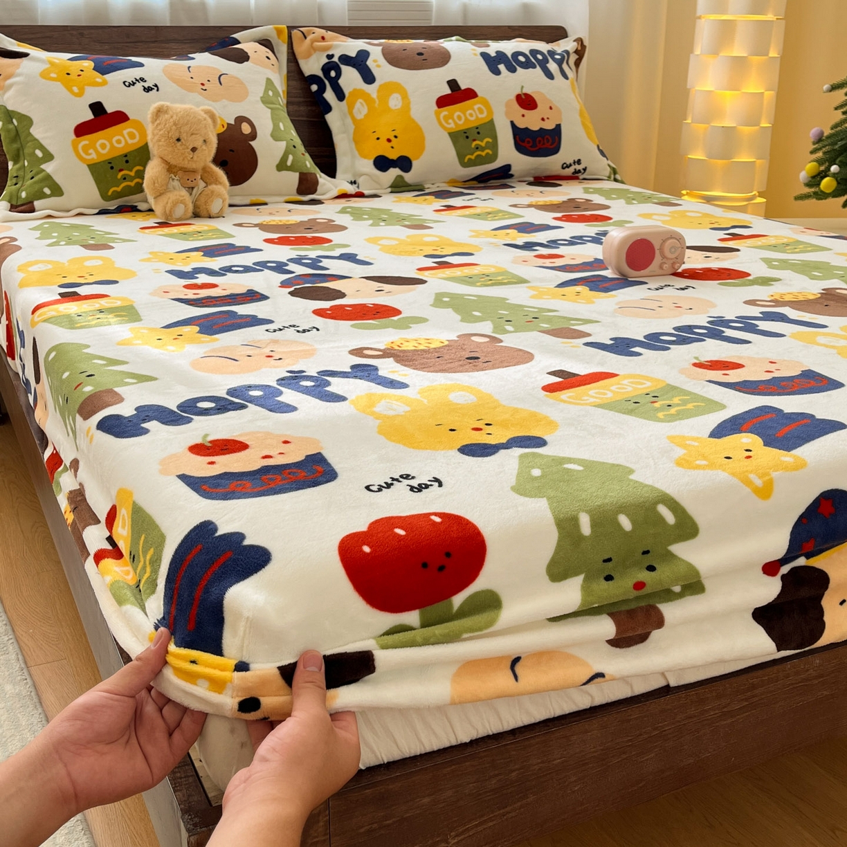 91家纺网 家纺一手货源 找家纺 寻米 2025新款加厚牛奶绒印花床笠-大床牛奶绒床笠一号 奇奇莫拉-咖啡