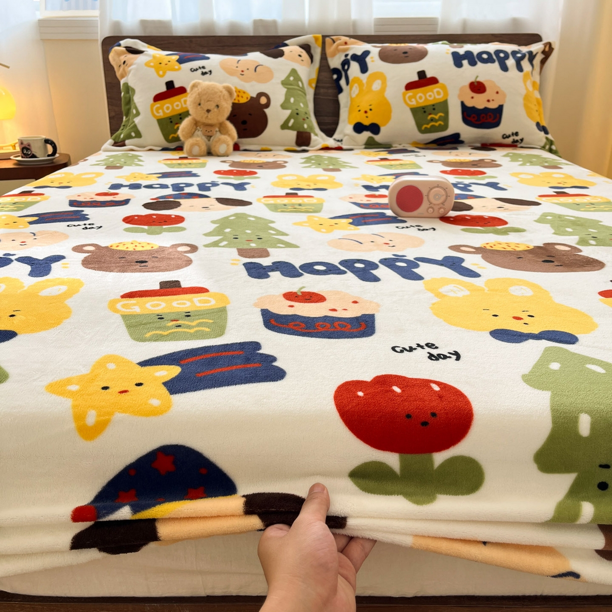 91家纺网 家纺一手货源 找家纺 寻米 2025新款加厚牛奶绒印花床笠-大床牛奶绒床笠一号 奇奇莫拉-咖啡