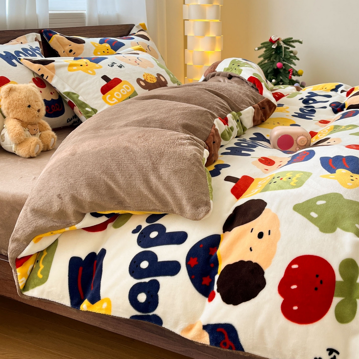 91家纺网 家纺一手货源 找家纺 寻米 2025新款加厚牛奶绒印花床笠-大床牛奶绒床笠一号 奇奇莫拉-咖啡