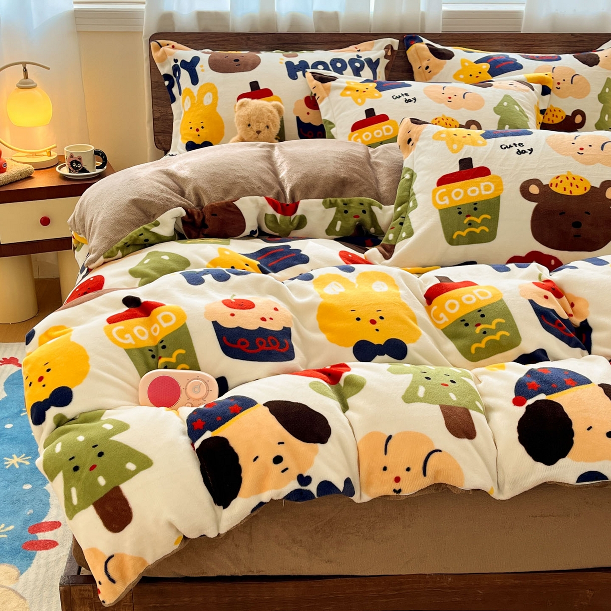 91家纺网 家纺一手货源 找家纺 寻米 2025新款加厚牛奶绒印花床笠-大床牛奶绒床笠一号 奇奇莫拉-咖啡