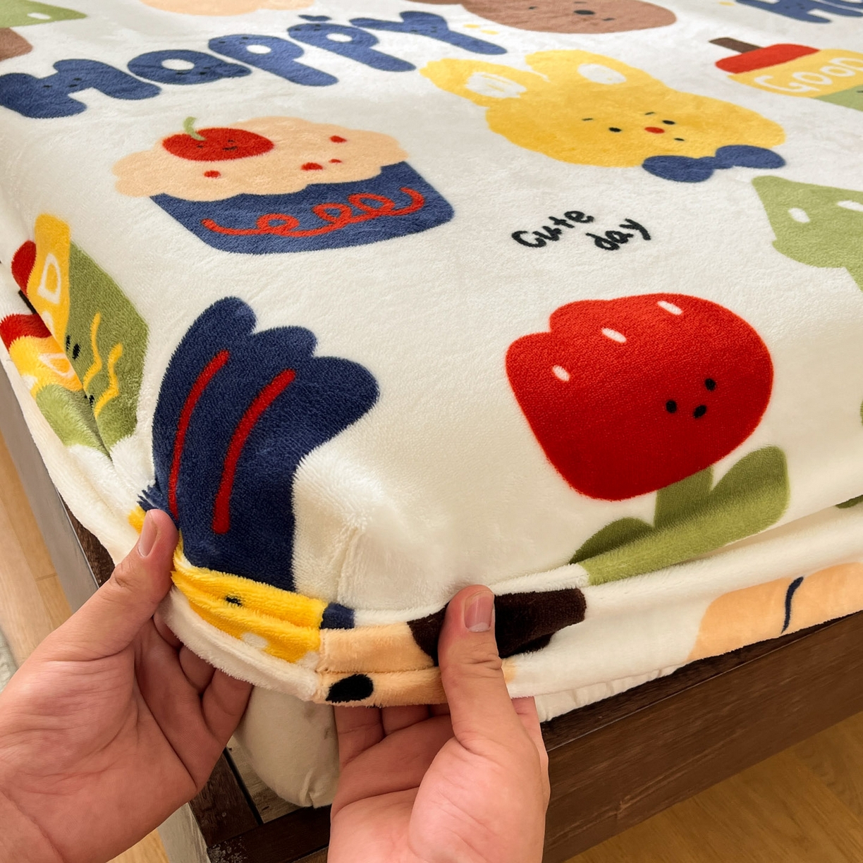 91家纺网 家纺一手货源 找家纺 寻米 2025新款加厚牛奶绒印花床笠-大床牛奶绒床笠一号 奇奇莫拉-咖啡