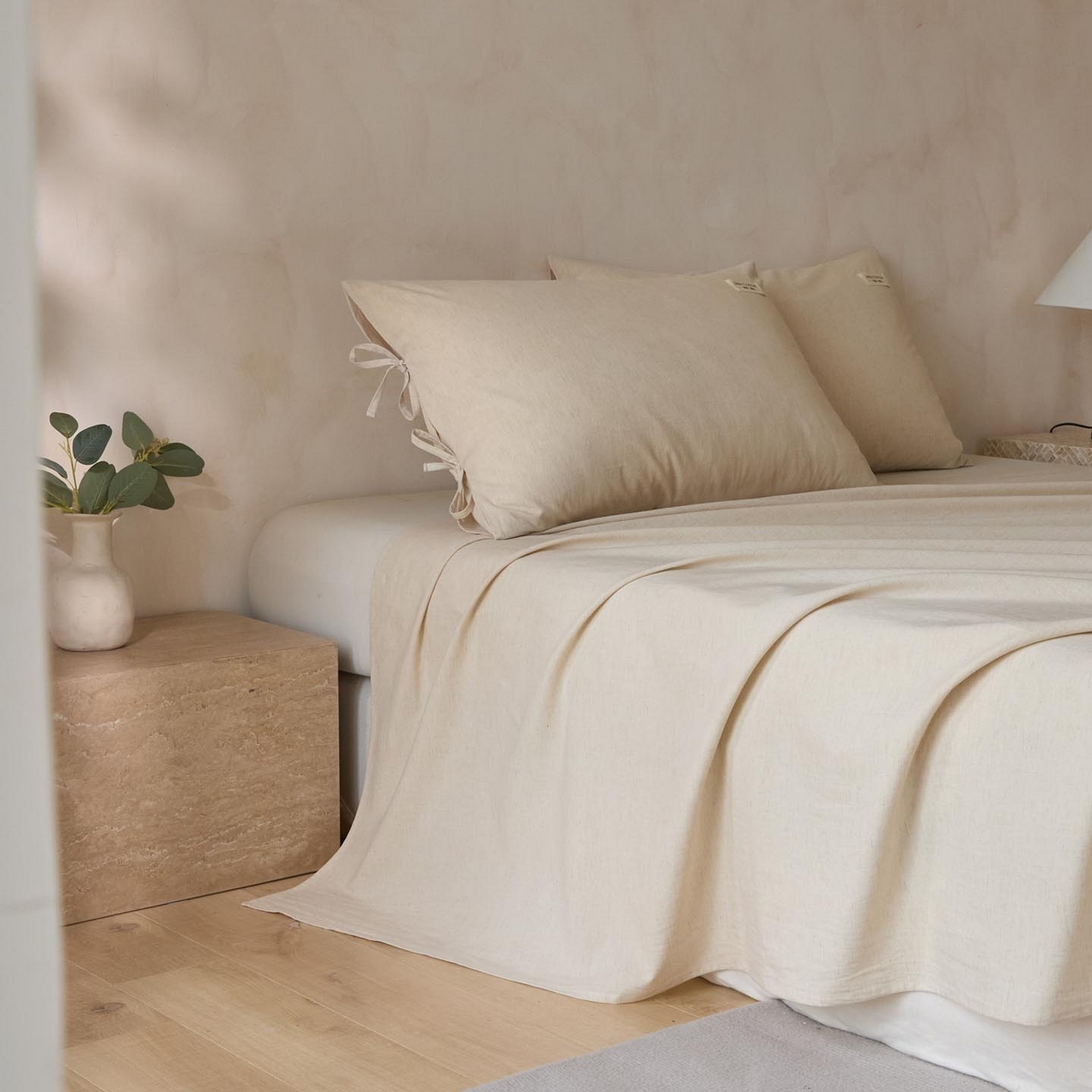 91家纺网 家纺一手货源 找家纺 涵宸家纺 2025新款色织棉麻四件套系列-单床单 棉麻-本色