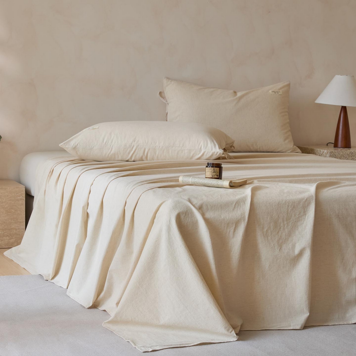 91家纺网 家纺一手货源 找家纺 涵宸家纺 2025新款色织棉麻四件套系列-单床单 棉麻-本色