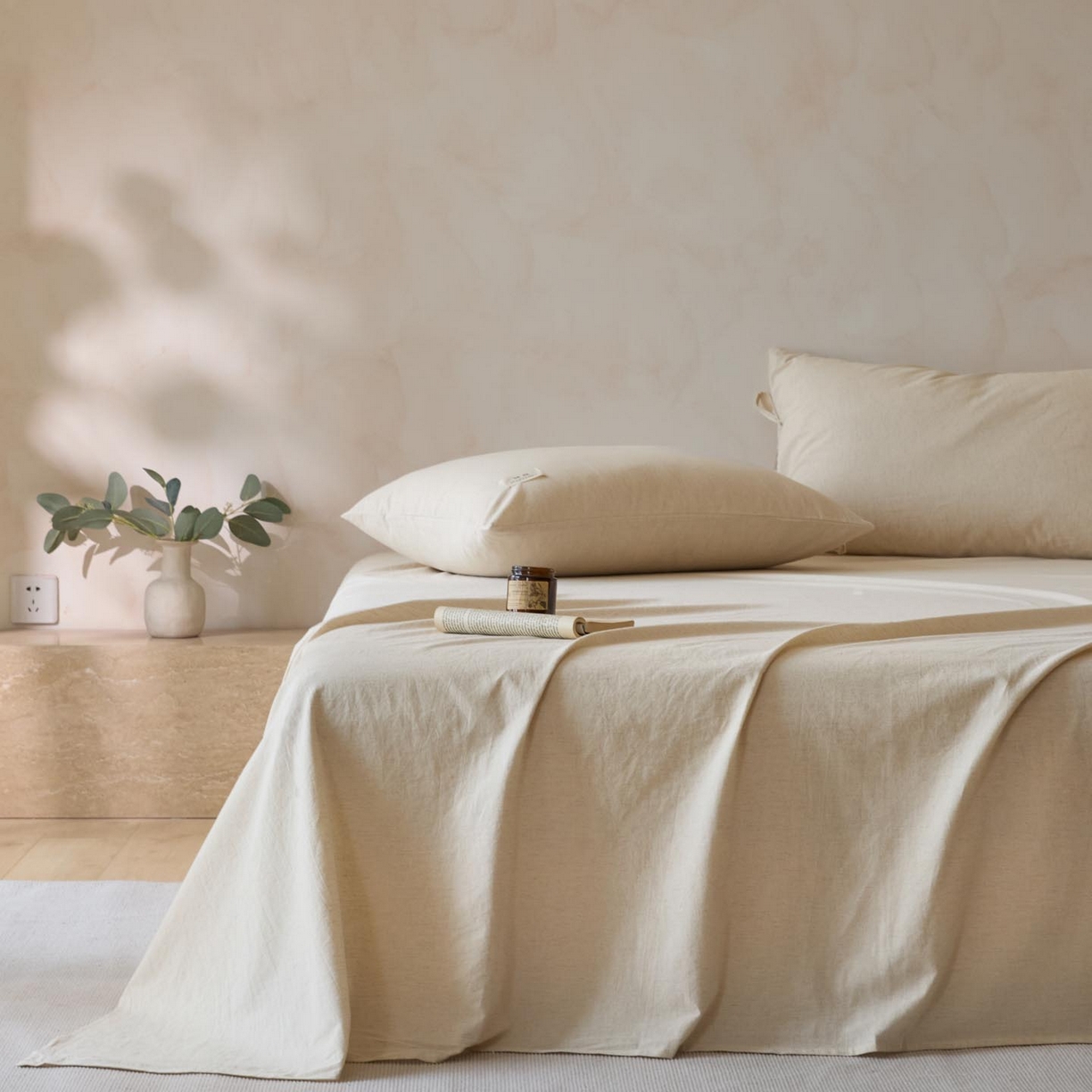 91家纺网 家纺一手货源 找家纺 涵宸家纺 2025新款色织棉麻四件套系列-单床单 棉麻-本色