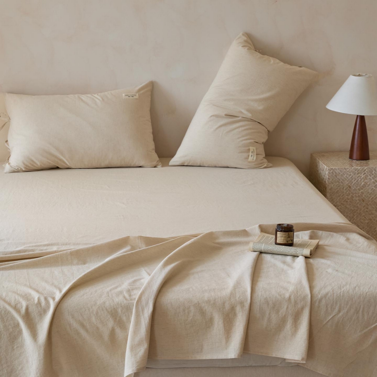 91家纺网 家纺一手货源 找家纺 涵宸家纺 2025新款色织棉麻四件套系列-单床单 棉麻-本色