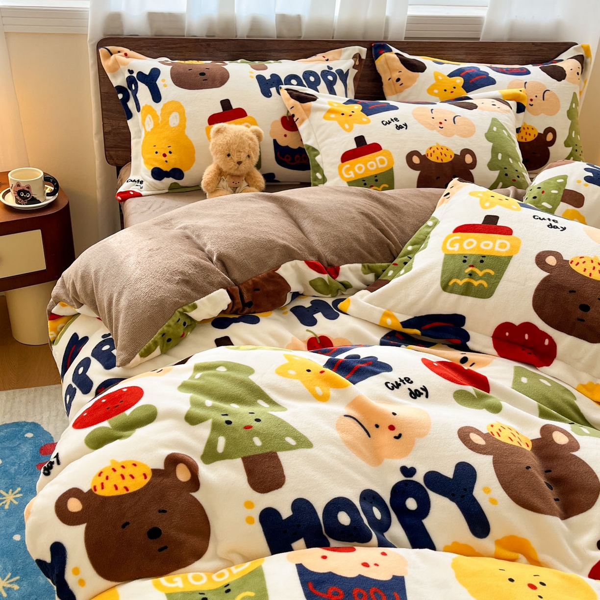 91家纺网 家纺一手货源 找家纺 寻米 2025新款加厚牛奶绒印花床笠-大床牛奶绒床笠一号 奇奇莫拉-咖啡