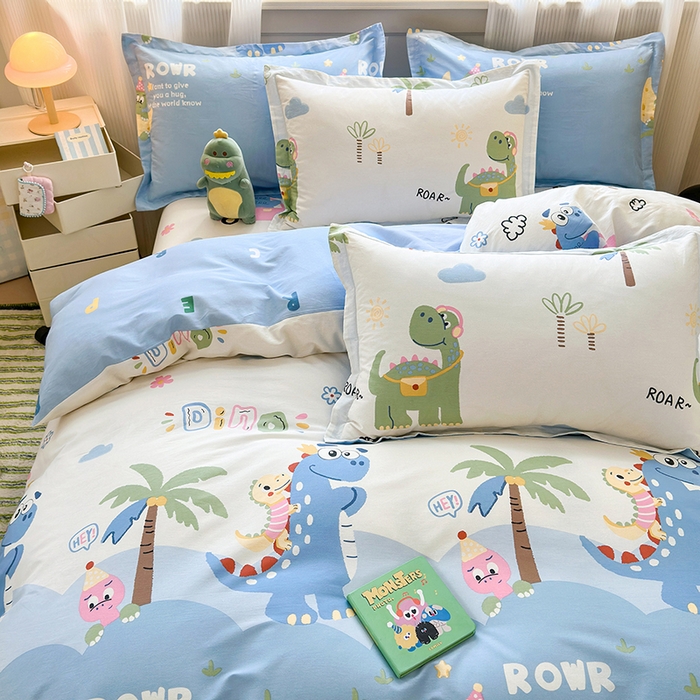 91家纺网 家纺一手货源 找家纺 拾物记 2025新款A类12868全棉纯棉四件套-提供买家秀和质检报告 度假恐龙