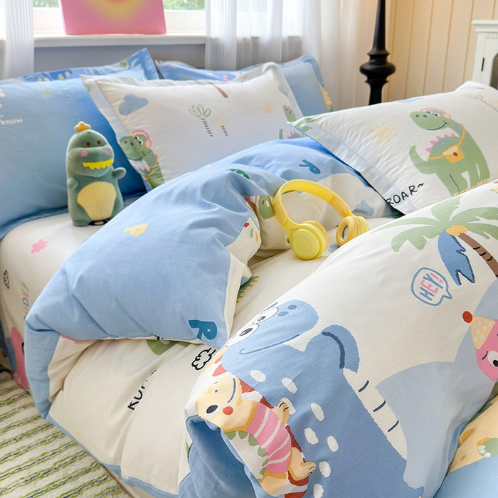 91家纺网 家纺一手货源 找家纺 拾物记 2025新款A类12868全棉纯棉四件套-提供买家秀和质检报告 度假恐龙