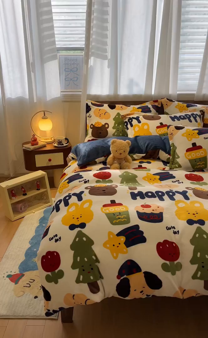 91家纺网 家纺一手货源 找家纺 寻米 2025新款加厚牛奶绒印花床笠-大床牛奶绒床笠一号 奇奇莫拉-蓝色