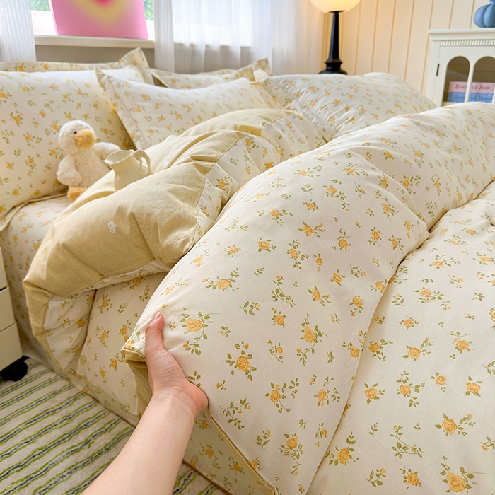 91家纺网 家纺一手货源 找家纺 拾物记 2025新款A类12868全棉纯棉四件套-提供买家秀和质检报告 故事小黄花