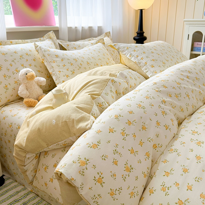 91家纺网 家纺一手货源 找家纺 拾物记 2025新款A类12868全棉纯棉四件套-提供买家秀和质检报告 故事小黄花