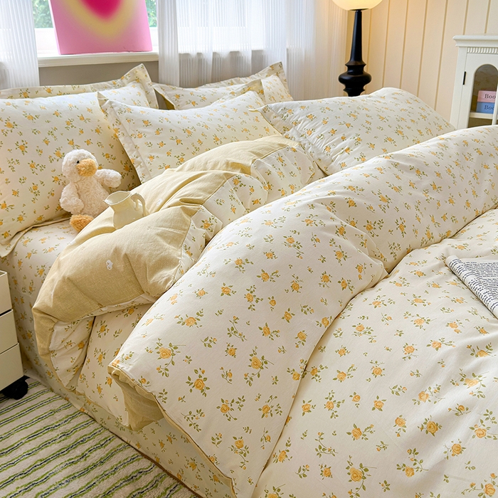 91家纺网 家纺一手货源 找家纺 拾物记 2025新款A类12868全棉纯棉四件套-提供买家秀和质检报告 故事小黄花