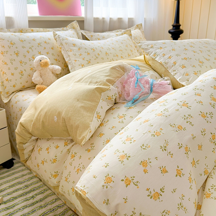 91家纺网 家纺一手货源 找家纺 拾物记 2025新款A类12868全棉纯棉四件套-提供买家秀和质检报告 故事小黄花