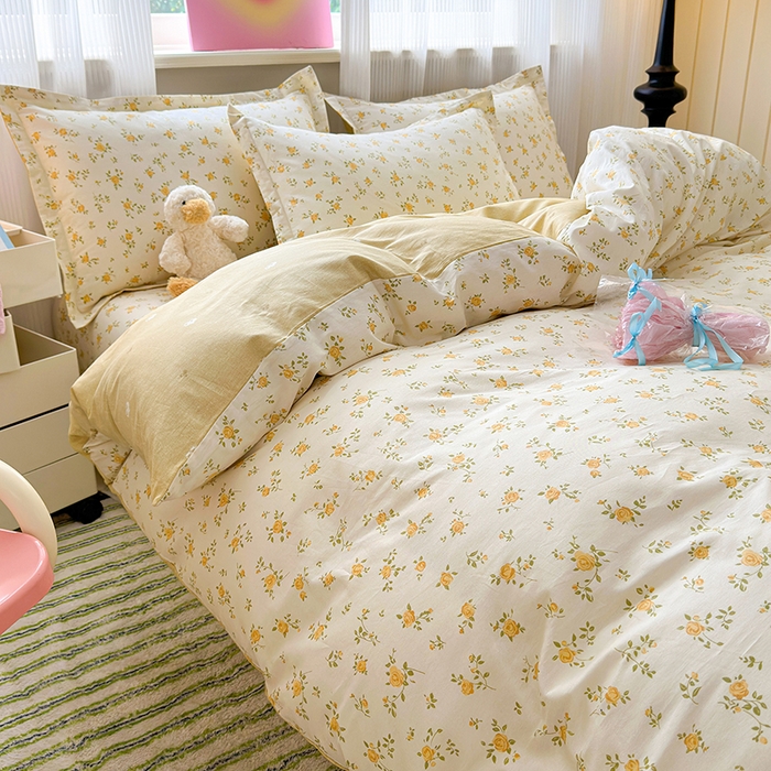 91家纺网 家纺一手货源 找家纺 拾物记 2025新款A类12868全棉纯棉四件套-提供买家秀和质检报告 故事小黄花