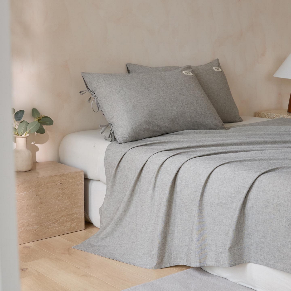 91家纺网 家纺一手货源 找家纺 涵宸家纺 2025新款色织棉麻四件套系列-单床单 棉麻-灰