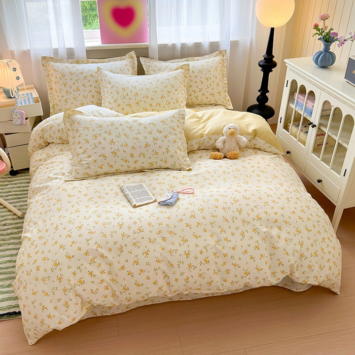 91家纺网 家纺一手货源 找家纺 拾物记 2025新款A类12868全棉纯棉四件套-提供买家秀和质检报告 故事小黄花