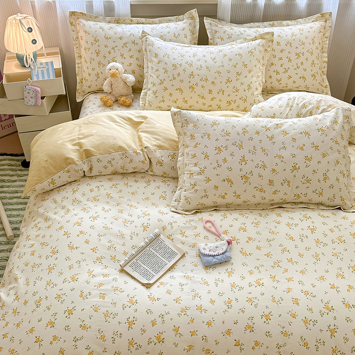 91家纺网 家纺一手货源 找家纺 拾物记 2025新款A类12868全棉纯棉四件套-提供买家秀和质检报告 故事小黄花