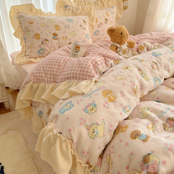 91家纺网 家纺一手货源 找家纺 （总）瑞莱 2025新款全棉印花贝壳边四件套