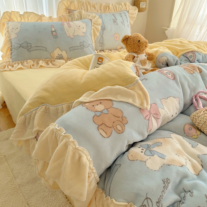 91家纺网 家纺一手货源 找家纺 （总）瑞莱 上新2025年秋冬新款A类200克牛奶绒卡通印花四件套