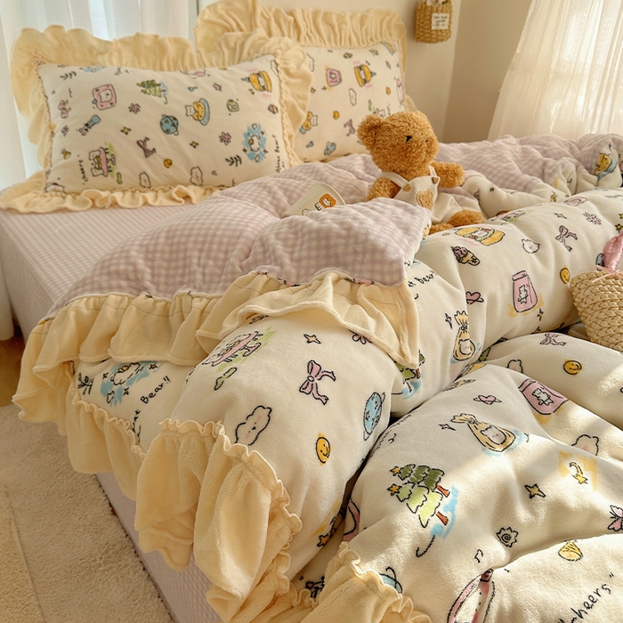 91家纺网 家纺一手货源 找家纺 （总）瑞莱 上新2025年秋冬新款A类200克牛奶绒卡通印花四件套