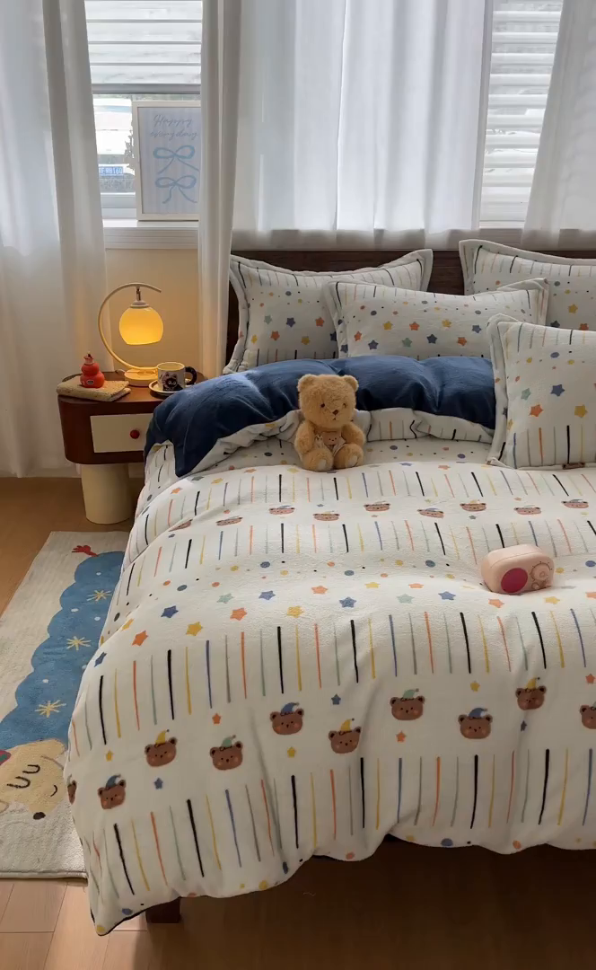 91家纺网 家纺一手货源 找家纺 寻米 2025新款加厚牛奶绒印花床笠-大床牛奶绒床笠一号 小熊维尼