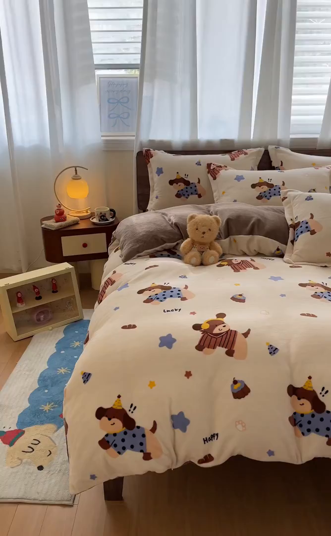 91家纺网 家纺一手货源 找家纺 寻米 2025新款加厚牛奶绒印花床笠-大床牛奶绒床笠一号 摇滚星球