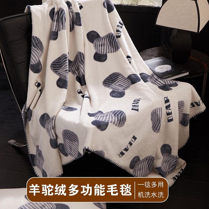 （總）yyds網供 2025新款羊駝絨街頭風潮牌貝殼邊三角針包邊蓋毯小眾設計法蘭絨毛毯午睡辦公室小毯子全尺寸 （拿貨請推單到YYDS網供倉庫）