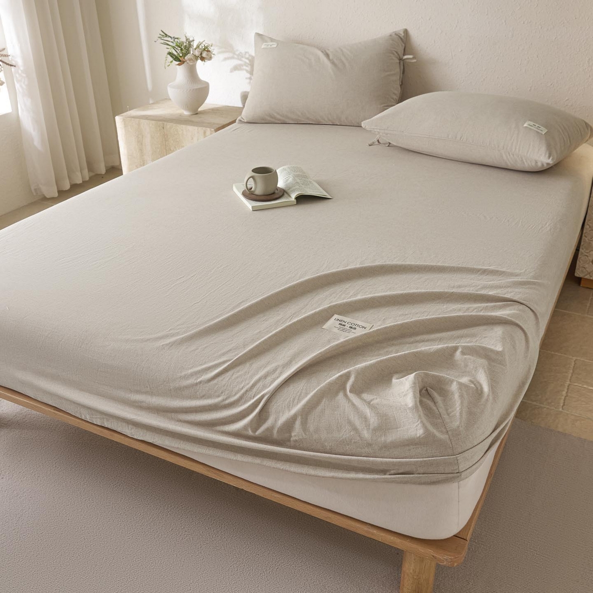 91家纺网 家纺一手货源 找家纺 （总）涵宸家纺 2025新款色织棉麻四件套系列-单床笠