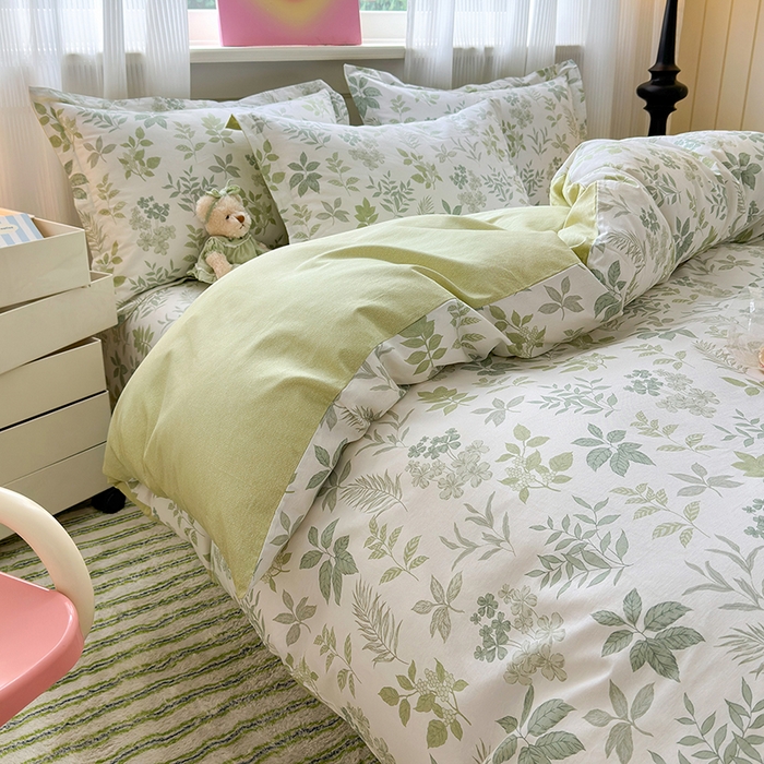 91家纺网 家纺一手货源 找家纺 拾物记 2025新款A类12868全棉纯棉四件套-提供买家秀和质检报告 洛克庄园-绿