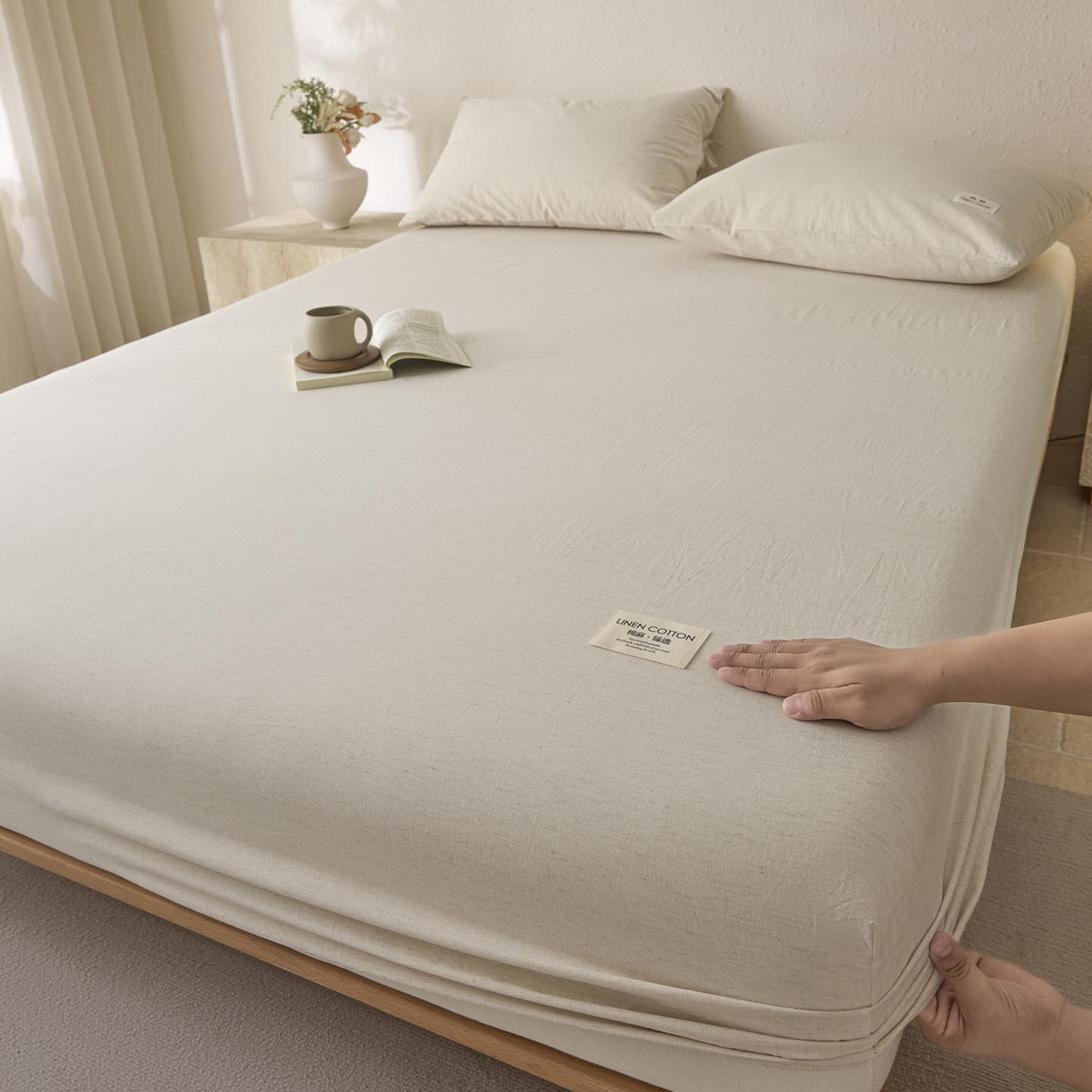 91家纺网 家纺一手货源 找家纺 （总）涵宸家纺 2025新款色织棉麻四件套系列-单床笠