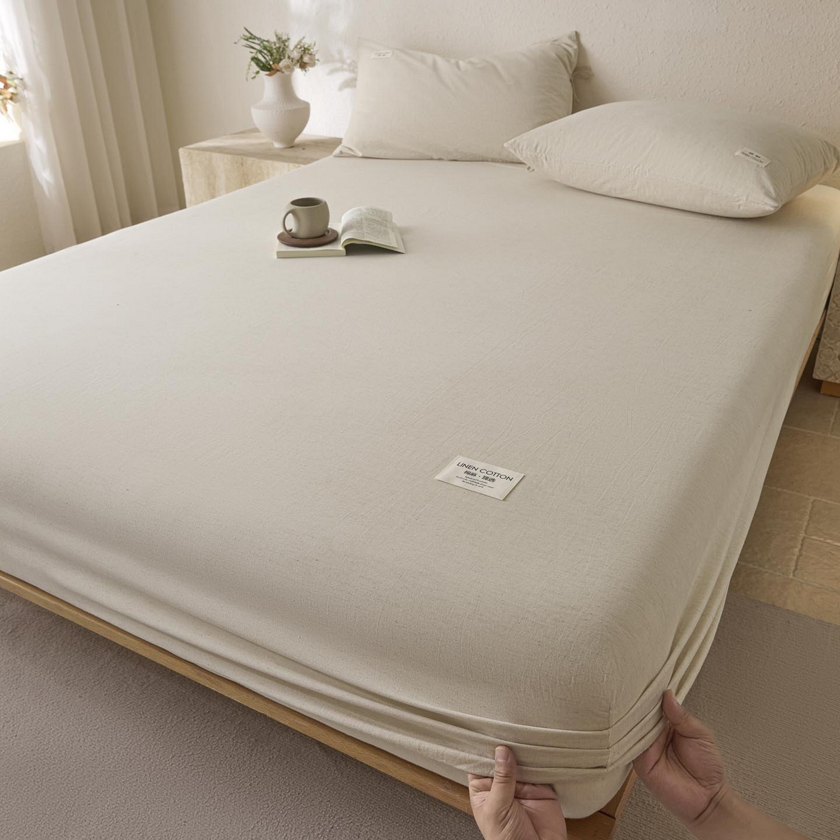 91家纺网 家纺一手货源 找家纺 （总）涵宸家纺 2025新款色织棉麻四件套系列-单床笠