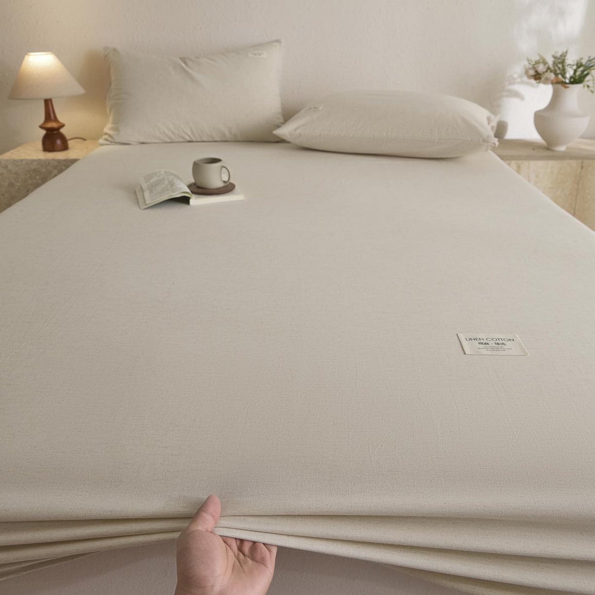 91家纺网 家纺一手货源 找家纺 （总）涵宸家纺 2025新款色织棉麻四件套系列-单床笠