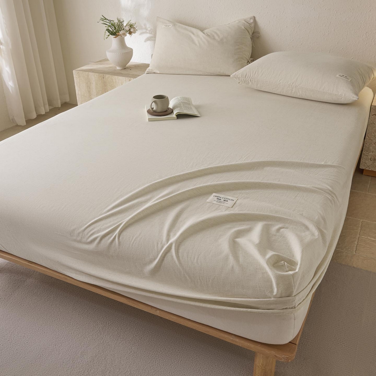 91家纺网 家纺一手货源 找家纺 （总）涵宸家纺 2025新款色织棉麻四件套系列-单床笠