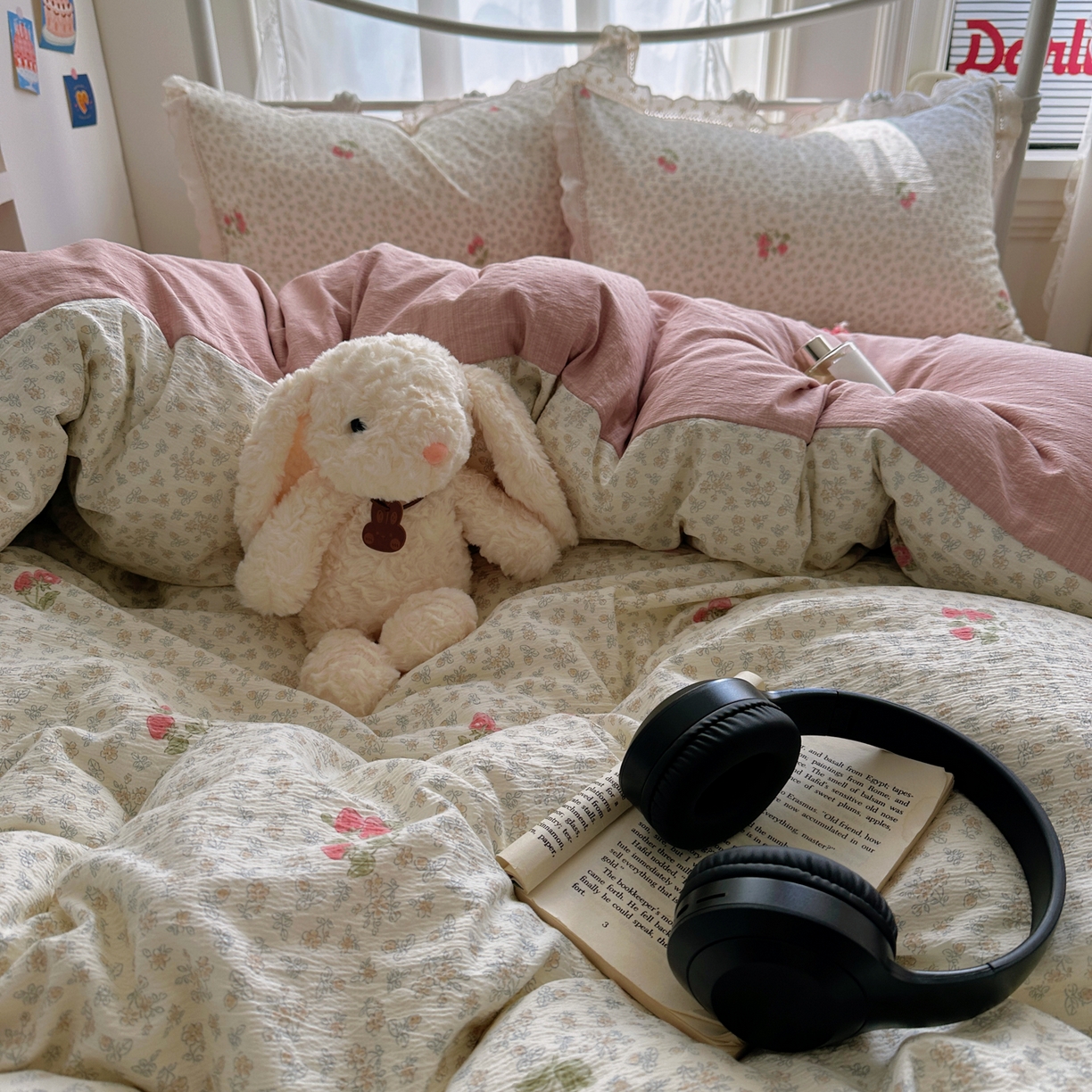 91家纺网 家纺一手货源 找家纺 乐沐家纺 2025新款云感皱皱双层纱全棉镂空花边四件套 夏日