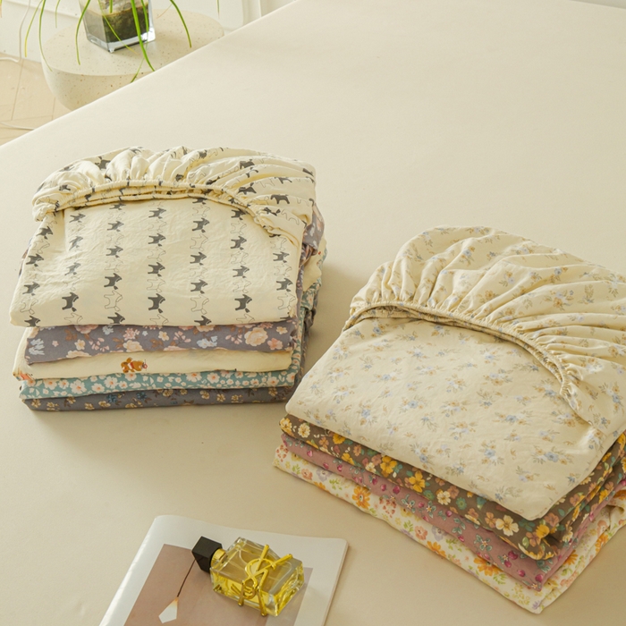 91家纺网 家纺一手货源 找家纺 （总）斯卡诺家纺 2025新款秋冬爆款古法水洗棉单床笠床笠三件套枕套