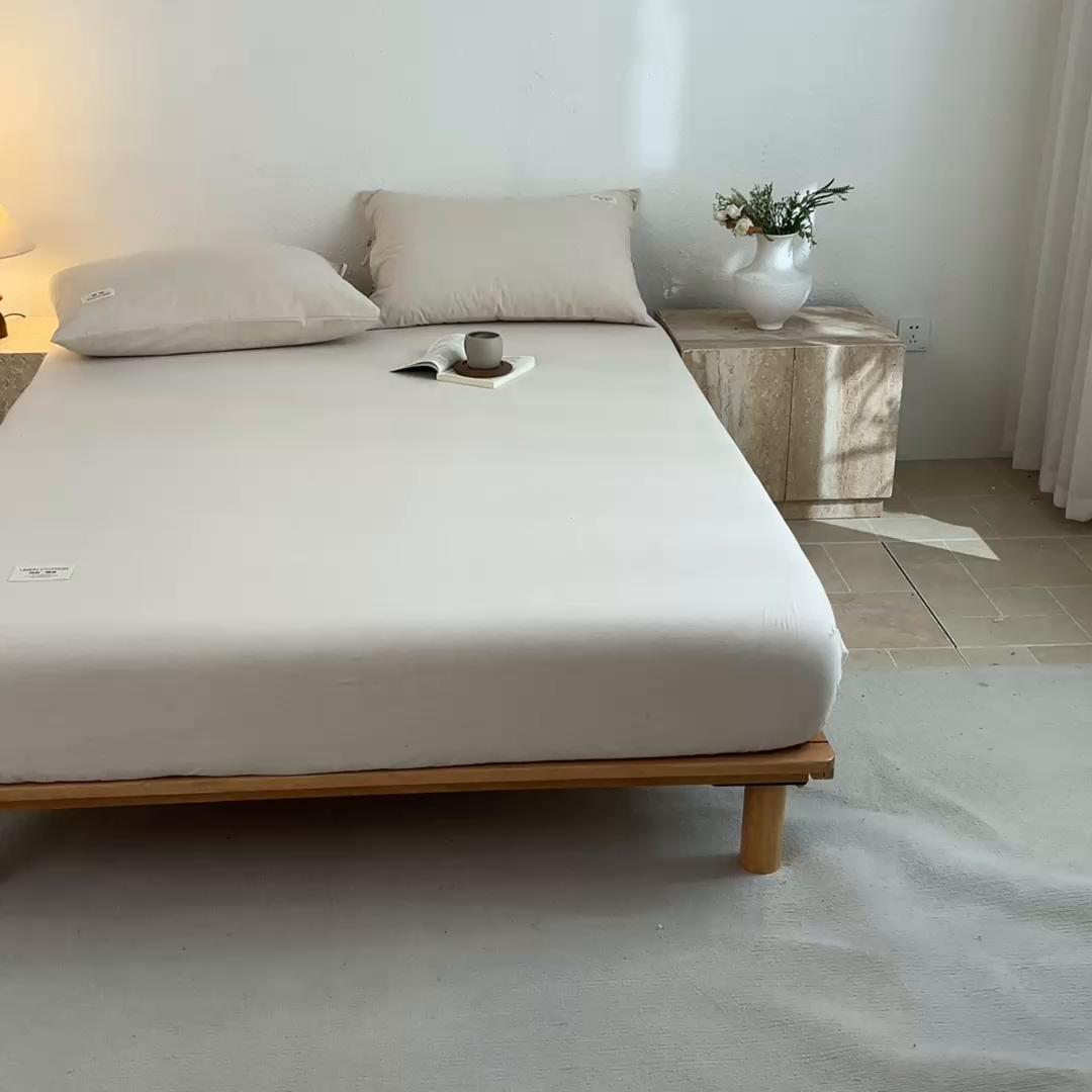 91家纺网 家纺一手货源 找家纺 （总）涵宸家纺 2025新款色织棉麻四件套系列-单床笠