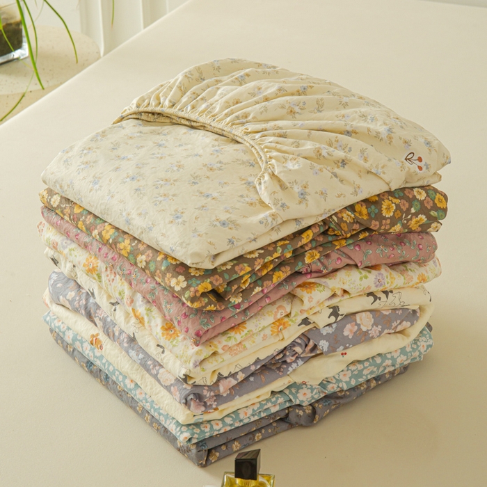 91家纺网 家纺一手货源 找家纺 （总）斯卡诺家纺 2025新款秋冬爆款古法水洗棉单床笠床笠三件套枕套