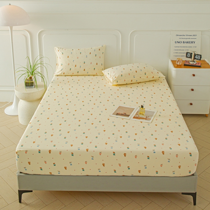 91家纺网 家纺一手货源 找家纺 斯卡诺家纺 2025新款秋冬爆款古法水洗棉单床笠床笠三件套枕套 宠物乐园-床笠