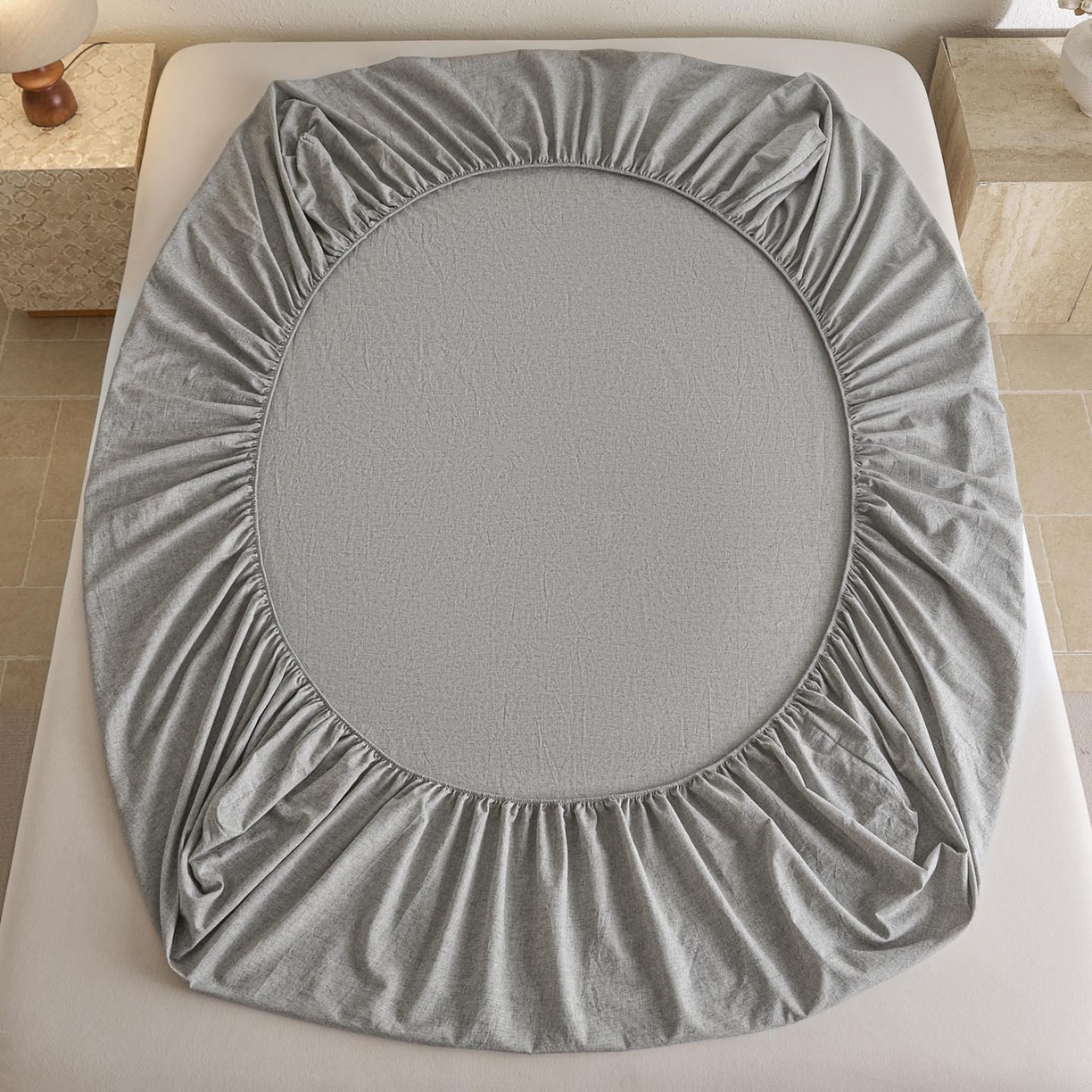 91家纺网 家纺一手货源 找家纺 涵宸家纺 2025新款色织棉麻四件套系列-单床笠 棉麻-灰