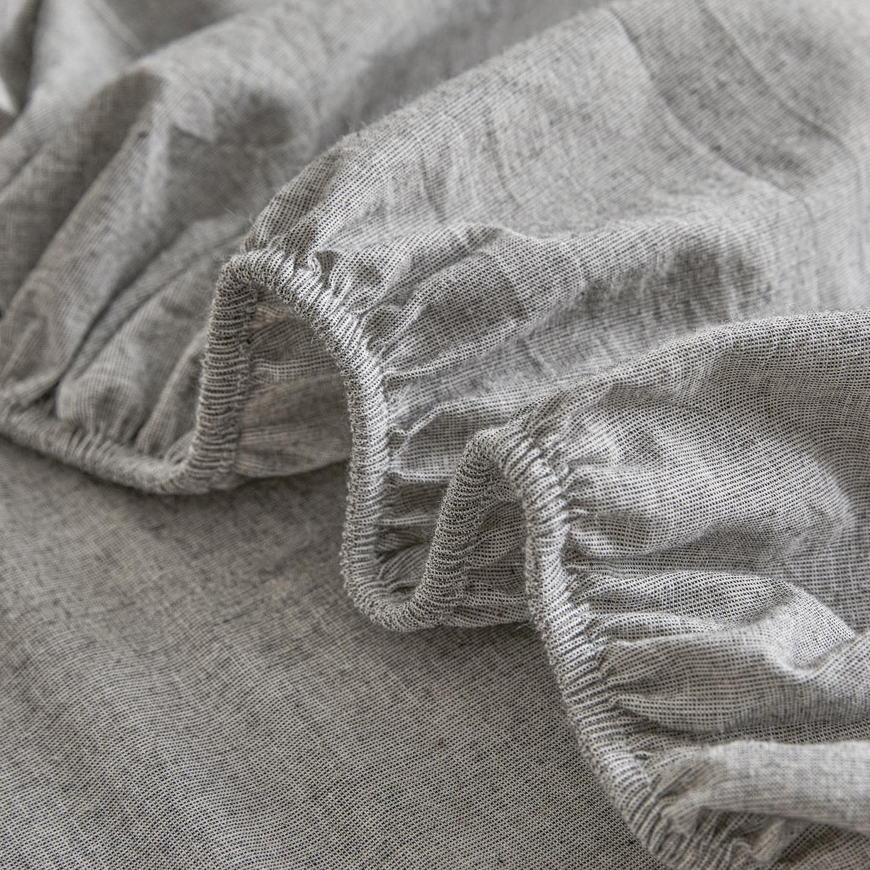 91家纺网 家纺一手货源 找家纺 涵宸家纺 2025新款色织棉麻四件套系列-单床笠 棉麻-灰