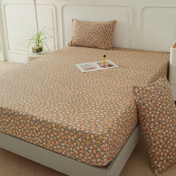 91家纺网 家纺一手货源 找家纺 斯卡诺家纺 2025新款秋冬爆款古法水洗棉单床笠床笠三件套枕套 花镜-床笠