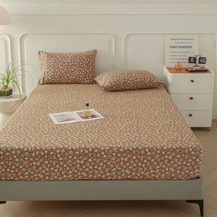 91家纺网 家纺一手货源 找家纺 斯卡诺家纺 2025新款秋冬爆款古法水洗棉单床笠床笠三件套枕套 花镜-床笠