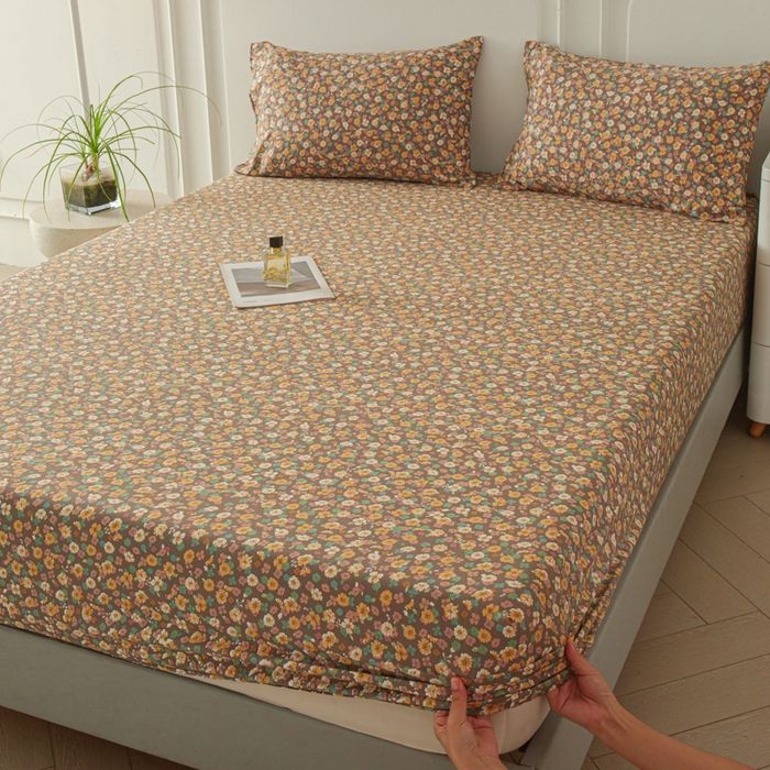 91家纺网 家纺一手货源 找家纺 斯卡诺家纺 2025新款秋冬爆款古法水洗棉单床笠床笠三件套枕套 花镜-床笠