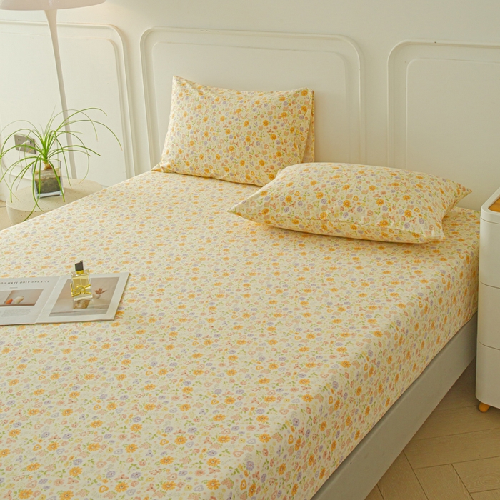 91家纺网 家纺一手货源 找家纺 斯卡诺家纺 2025新款秋冬爆款古法水洗棉单床笠床笠三件套枕套 花漾-床笠